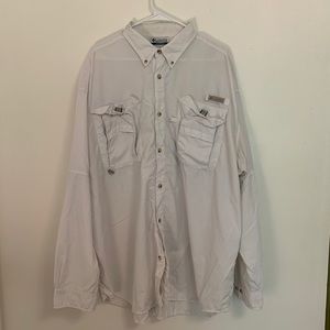 Columbia PFG White Long Sleeve Fishing Gear Button Down UPF+ 50 Mens XXL